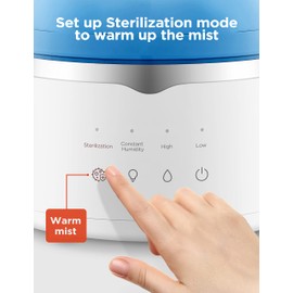 Pelonis Warm and Cool Mist Humidifiers for Bedroom Large Room Home and Baby | Ultrasonic Cool and Warm Mist Humidifier for Plants | Essential Oil Diffuser|4L Tank| Night Light| White