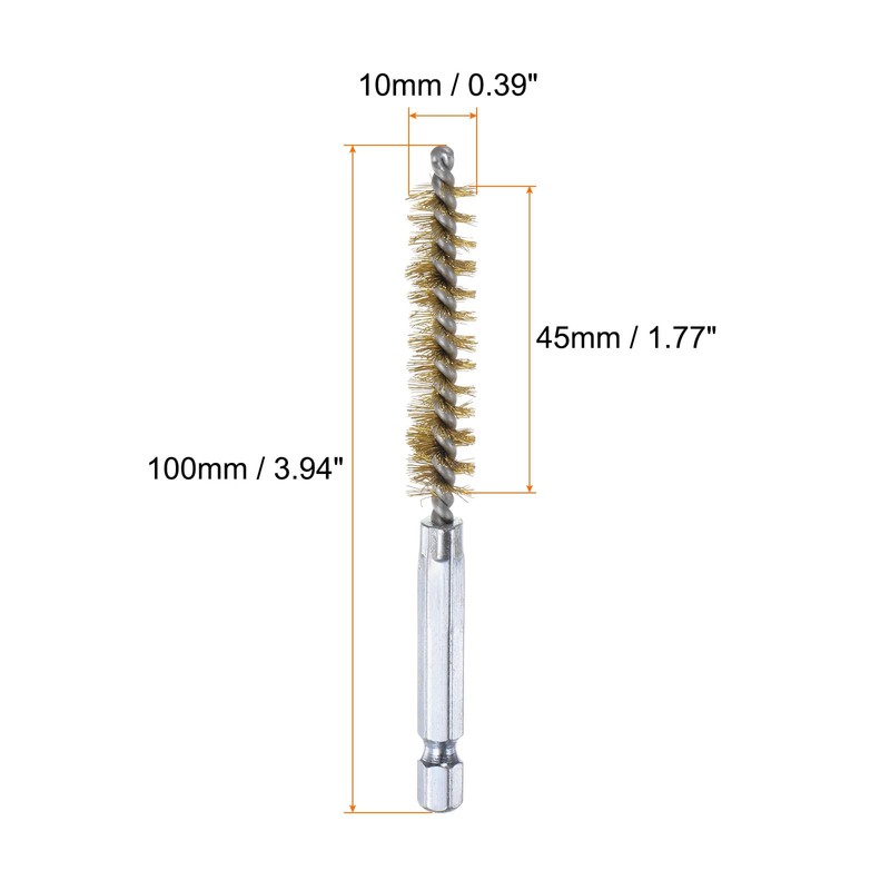 HARFINGTON 5Pcs Brass Bore Brush 10mm Dia 4" Long Cleaning
