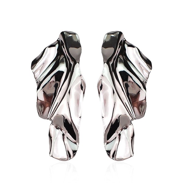 Seakuur Statement Geometric Texture Earrings for Women Large Fashion Irregular