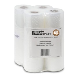 Simple Houseware Vacuum Sealer Bags 8'' x 25' Sous Vide Roll, 4-Pack