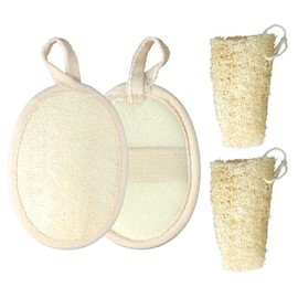 4 Pcs Natural Loofah Sponge,Organic Exfoliating Loofah,Suitable for Men and Women,Spa and Shower Use