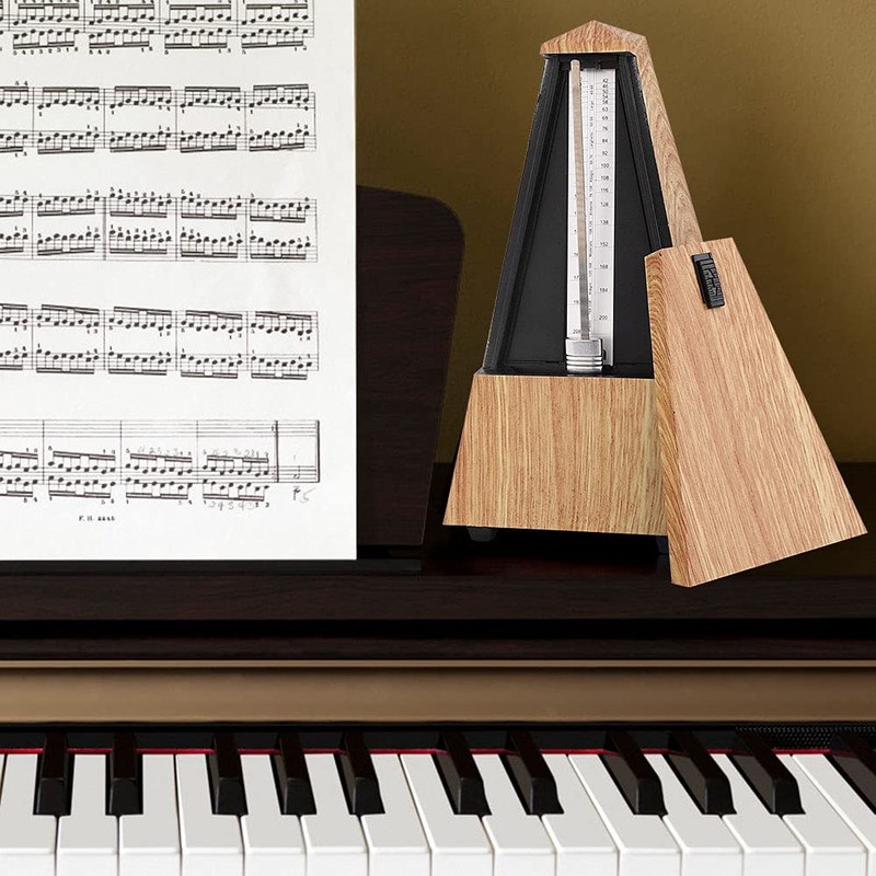 Old Fashion Mechanical Metronome, Wooden Guitar Piano Drum Instrument Tower