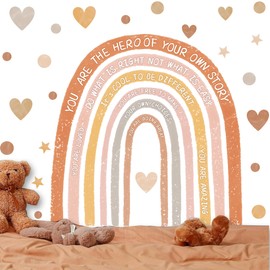 Boho Rainbow Wall Decals Baby Girls Wall Stickers Inspirational Saying Walls Decal Peel and Stick Waterclor Rainbow Sticker Heart Polka Dot Art Murals for Bedroom Toddler Room Daycare Decor