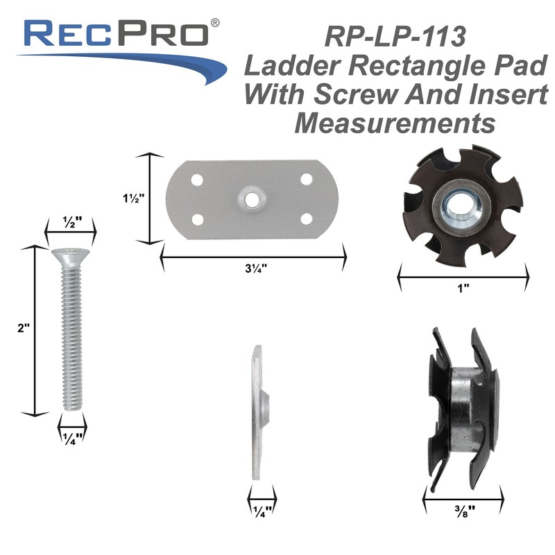 RecPro Rectangle Ladder Pad with Screw and Star Nut for