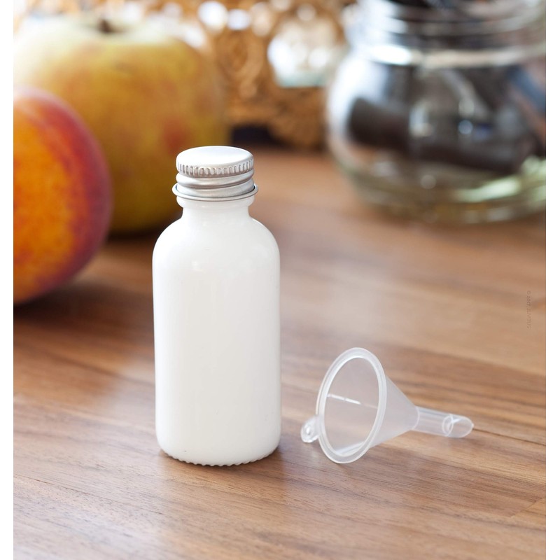 JUVITUS 1 oz Opal White Glass Boston Round Bottle with