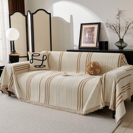 Akpgq Boho Non Slip Covers Sofa Covers for 3 Cushion Chenille Dog Pet Couch Protector Washable L Shaped Sofa Cover ﻿ (Shallow Coffee, 91"*150")