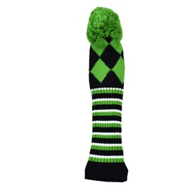 SEACLOUD 3pcs Knitted Golf Club Head Covers for Driver and Fairway Woods Headcovers Set (Argyle/Stars and Stripes Pattern) Black and Green