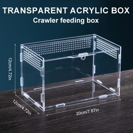 Zyiphor Acrylic Terrarium Snails Reptile Feeding Box Reptile Terrarium Box Acrylic Reptile Breeding Box Transparent Reptile Breeding Case Mini Terrarium Transport Box (20 x 12 x 12 cm)