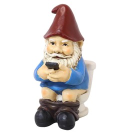 Funny Garden Gnome Figurine Outdoor Statue,Polyresin Sculpture Figurine, Patio Lawn Yard Art Ornaments, Garden Figurines for Outdoor Home Yard Decor (Toilet Gnome)
