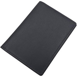 myledershop Cowhide Nappa Leather ID Card Holder with RFID & NFC Protection in Black, black, Credit card holder