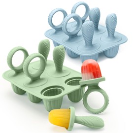 Molde para Paletas de Hielo Bebé - 6 Unidades Silicona BPA Free para Leche Materna y Frutas, Antiderrame, Base Estable, Apto Lavavajillas, Congelador, Caja Reutilizable Mini(verde azulado)