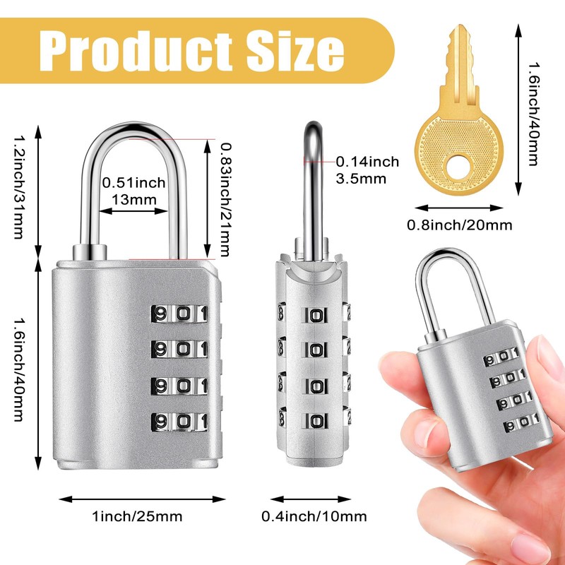 Kenning 10 Pcs Combination Padlock 4 Digit Combination Lock with