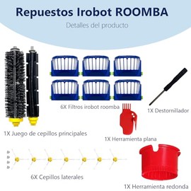 YSLIGHT Compatible Repuestos irobot roomba 16 pcs, para Roomba 600500 Series, 1 juego de cepillos principales, 6cepillos laterales, 6filtros...       