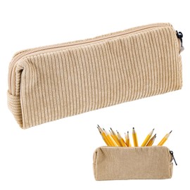 XHYASD Small Pencil Case, Corduroy Fabric, Small Pencil Case, Pencil Case for Adults, Teenagers, Pencil Case with Zip, Cosmetic Organiser, Case Pens, light yellow, Classic