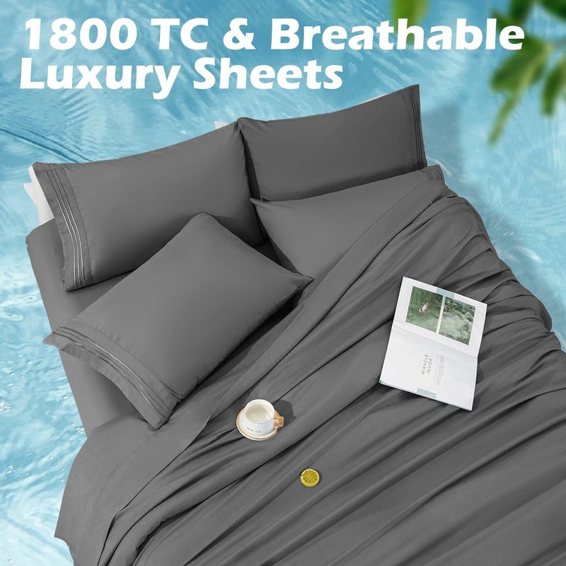 AiAngu 4 Piece Sheet Set - Soft Microfiber 1800 Thread
