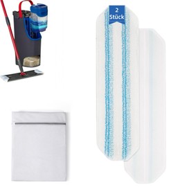 Pack of 2 Microfibre Mop Pads Replacement for H2Pro Floor Mops, Compatible with Vileda H2Pro & O-Cedar, Washable & Reusable, with Washing Net, for Tiles, Laminate & Hard Floors