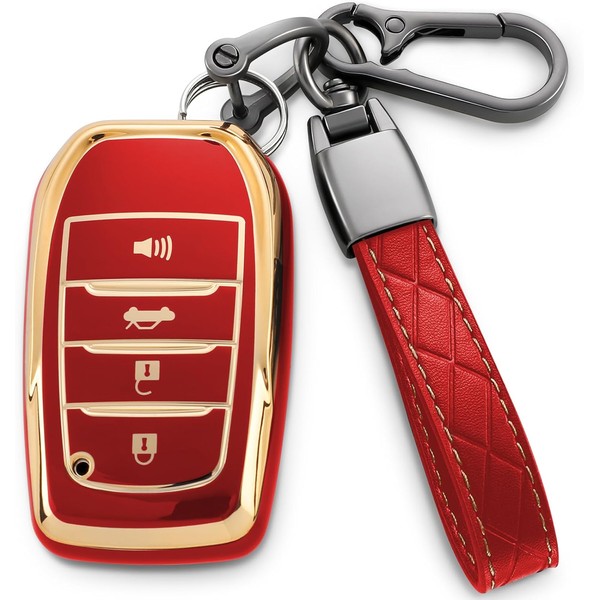 COTIYBOK for Toyota Key Fob Cover,Leather Keychain Soft TPU Protection