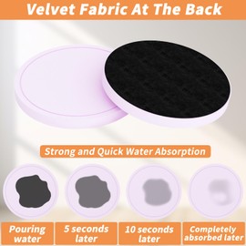 Azhou 6Pcs Drink Coaster with Holder, Lavender Absorbent Coasters for Drinks, Non-Slip with Velvet Bottom, Thick Heavy Duty 4 inch Ceramic Coasters, Home Decor Coffee Bar Accessories