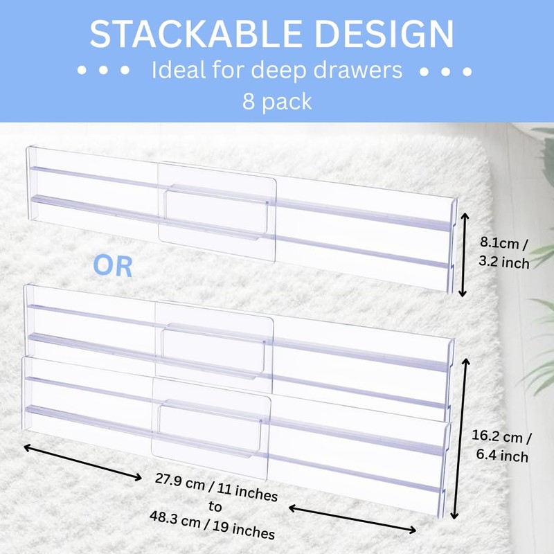 Lyfelights 8 Pack Drawer Dividers – Stackable, Adjustable & Expandable