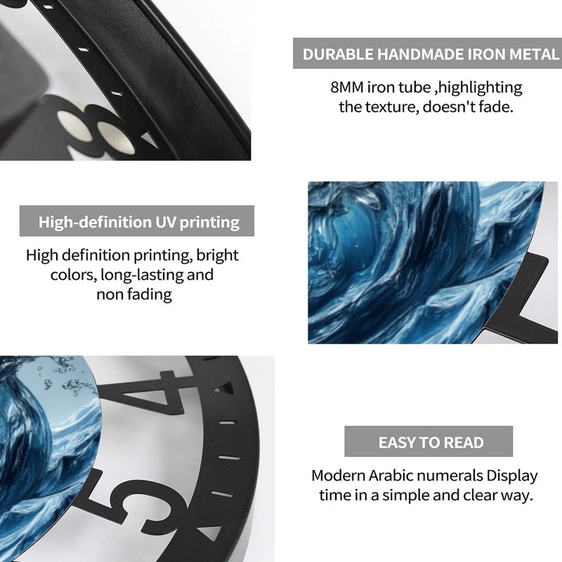 25cm Circular Iron Wall Clock with a Outlet and Plugsheet