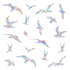 Rainbow Anti Collision Window Decals - Static Clings Stickers for Bird Strikes, Prismatic Non-Adhesive Vinyl Stickers for Glass Windows, Save Birds from Window Strikes (Seagull-30)
