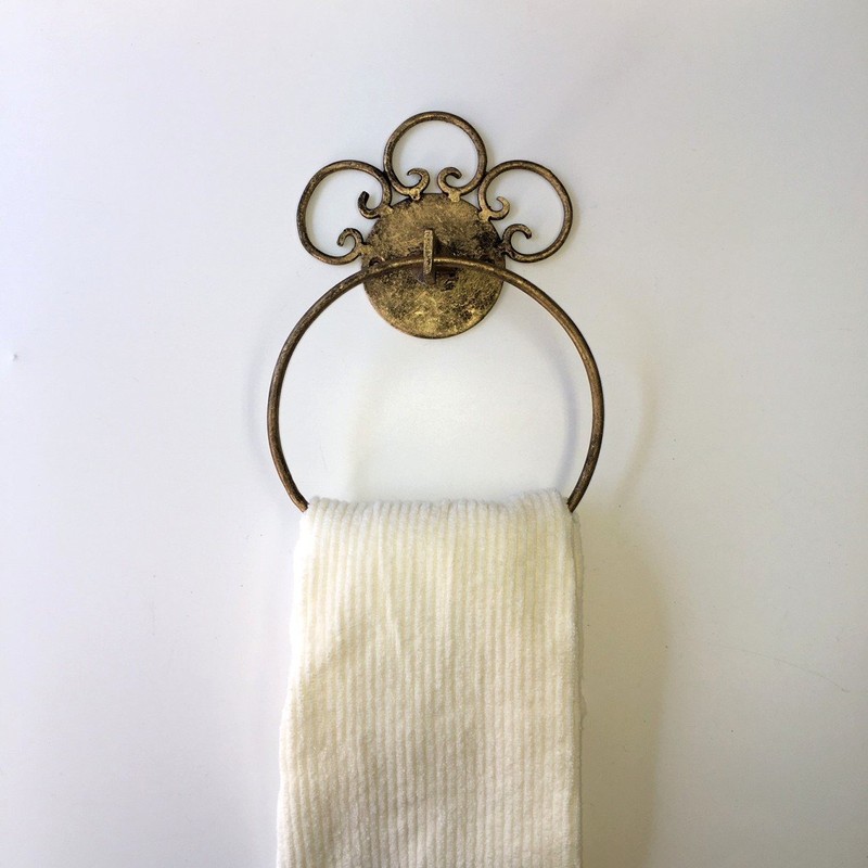 Mass Trading Towel Hanger Towel Bar Ring Iron Antique Gold