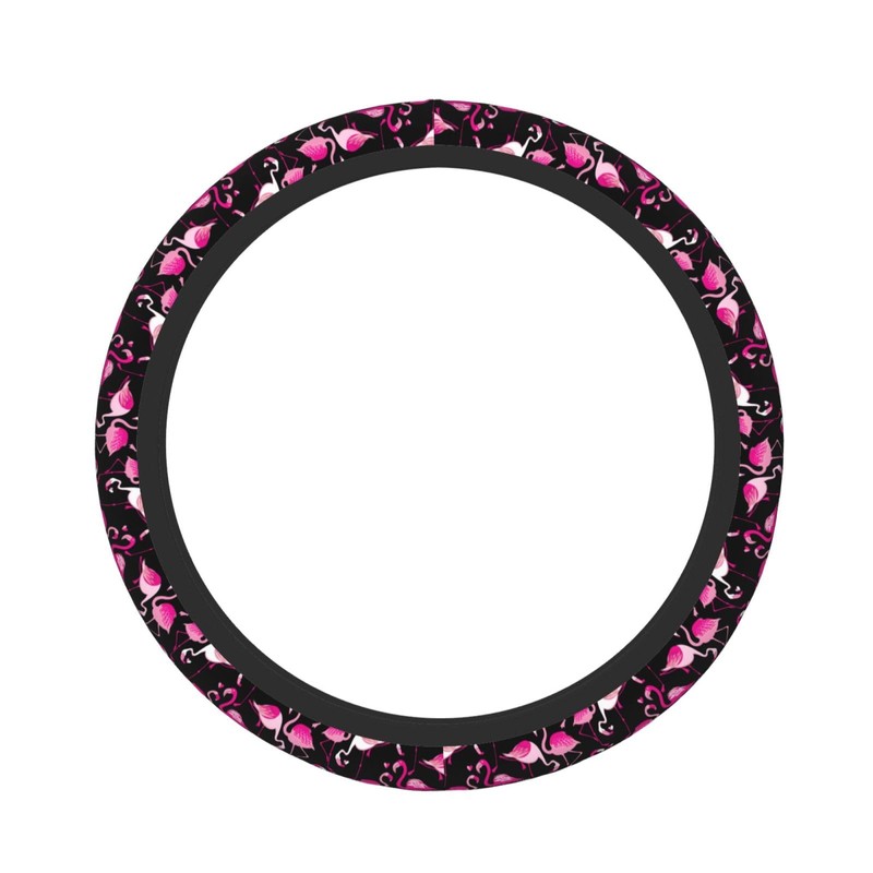 Pink Flamingos Elastic Steering Wheel Cover Non-Slip Breathable Steering Wheel