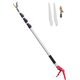TrueCutters 4-11.5 Ft Extendable Tree Pruner, Pole Saw, High-Branch Fruit Picking Scissors, Tree Trimmer, Telescopic Pole Pruner, with Extra 1 Pruner and 1 Saw.
