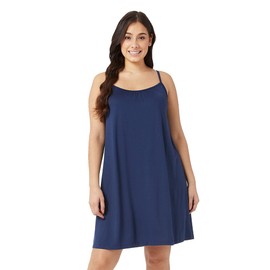 32 DEGREEES Women’s Cool Flowy Bra Dress | with Built-in Cups | Relaxed Fit | Adjustable Spaghetti Strap, Inky Indigo, X-Large