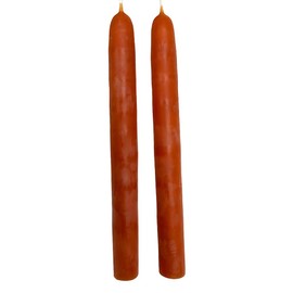 Candlestock Handmade Dripless Beeswax Rounded Top Taper Candle Pair - 8 inch - Orange