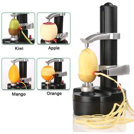 AIHANCH Automatic Potato Peeler Electric Peeler for Potatoes and Fruit [1 Adapter 2 Extra Blades] - Electric Apple Peeler Fruit Peeler Stainless Steel Kitchen Peeling Tool with Garlic Press Rocker