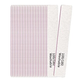 Paquete de 24 limas de uñas, grano 100/180 de doble cara, profesional, reutilizable, lavable, lima de uñas, herramientas de manicura para uñas acrílic
