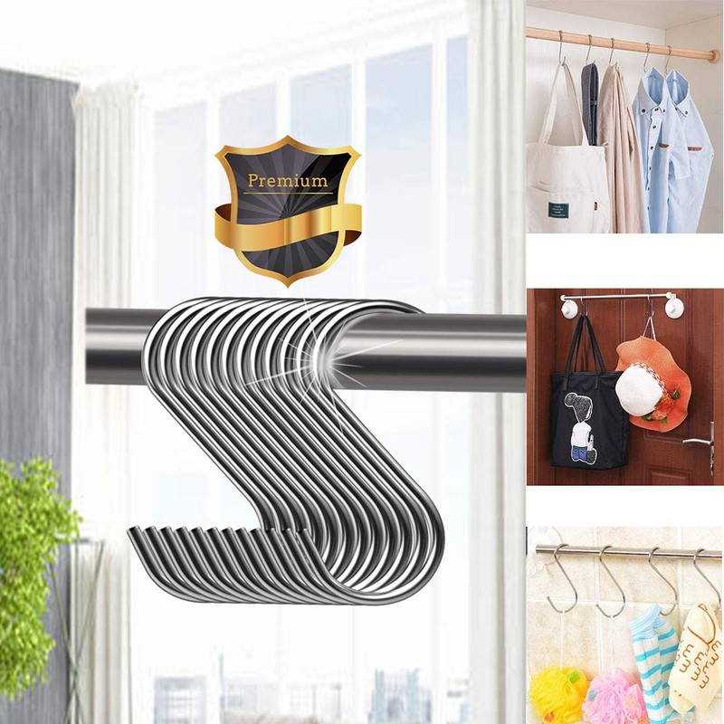 20 Pack S Hooks Heavy Duty Stainless Steel S Shaped