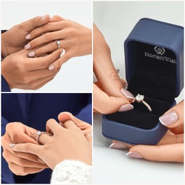 MomentWish Women's Engagement Ring, 1 Carat Moissanite Diamond Ring, Women, 925 Sterling Silver, VVS1 D Colour, Engagement, Wedding, Gift for Women or Mum, Sterling Silver, Moissanite