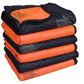 Forearm Forklift FFMB6 Full Size Medium Weight Quilted Moving Blanket (45.6 lb/dz), 72" x 80", Blaze Orange/Black