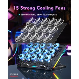 AICHESON Laptop Cooling Pad, 15 Powerful Cooling Fans, Gaming Laptop Cooler with RGB Lights for 15-17.3 inch PC Computers