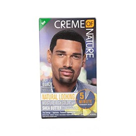 Creme of Nature Natural Looking Moisture-Rich Liquid Hair Color for Men with Shea Butter Conditioner, Fast-Acting Ammonia-Free Gray Coverage Hair and Beard Color, Jet Black, 1 Application