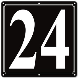 i-CowFun Premium Aluminum Number Signs 24, Metal 12" X 12" Black Numbered Signs Outdoor for Parking Lots, Floor, Dock, Court, Aisle, Field, High Visibility, No Fade, Weather-resistant