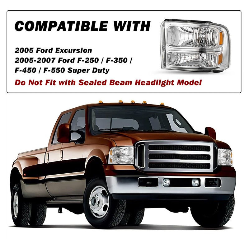 SOCKIR Headlight Assembly Compatible with 05 06 07 Ford F250