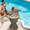 Pemberly Row 8 Gallon 3-1 Patio Rattan Cooler Bar Table