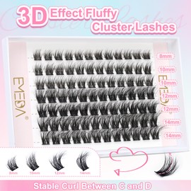 3D Fluffy Eyelash Cluster, EMEDA Individual Eyelash Cluster Eyelash Extensions Set Mix 8 mm 10 mm 12 mm 14 mm DIY Cluster Eyelashes 3D Effect Cluster Eyelashes (33-Mix)