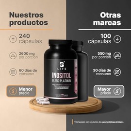 Myo y D Chiro Inositol 240 caps | Equilibrio Hormonal | 2600 mg por porción | Con Colina, Vitex, Metilfolato y Vitamina D3. Ingredientes Naturales. In