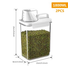 2er Set Luftdichter Waschmittelspender Mit Messbecher 1800ml Waschpulver Aufbewahrungsbox, Waschmittel Aufbewahrung Waschmittelbox Waschpulverspender Aufbewahrungsbox Für Waschpulver, Getreide, Reis