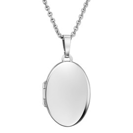 Traveller 571005 Locket with Chain – 925 Silver – Shiny – Oval – Made in Germany – 16 x 23 mm – 45 cm