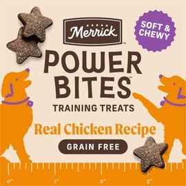 Merrick Power Bites Chicken Recipe Soft Dog Treats, Grain-Free Dog Snack with Real Chicken, 6 oz Bag
