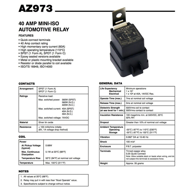 AZ973-1C-12DC4 40A 12VDC Automotive Relay 5Pins Compatible with G8JN-1C6T-F-R-DC12, 896E-1CH-D1SW