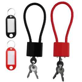 2 Pieces Cable Lock with Key, Heavy Duty Padlock with Long Shackle Padlocks with Key for Suitcase, Gate, Bike, Gym, Locker, with 2 Key Cards