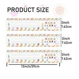 20 Pcs 3 x 13 Inch Boho Classroom Desk Name Tags Name Plates Student Tags for Classroom - Name Plates Stickers Ruler Number Multiplication Chart Desk Bulletin Board Decor