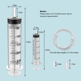 2 Pack 250ML Large Syringe and 2 Pack 20ML Plastic Syringes with Tube und Adapter, Sterile Individually Wrap Measurement and Dispensing Syringe Tools for Science Labs und Feeding Pets (2, 250ml)