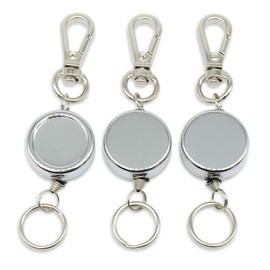 [EXERT] Reel Key Reel, Key Reel, Key Pass Case, Key Ring, Stainless Steel, Set of 3, Carabiner included